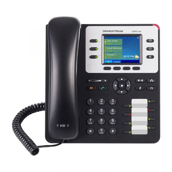 Grandstream GXP2130 / 3-line Enterprise HD IP Phone, Bluetooth, 320×240 TFT color LCD, dual GigE ports with 802.3af PoE, (with power supply)