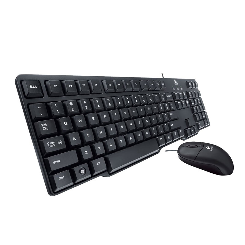 MK100 Keyboard and Mouse Wired Classic Desktop Set Black EIC Telecom